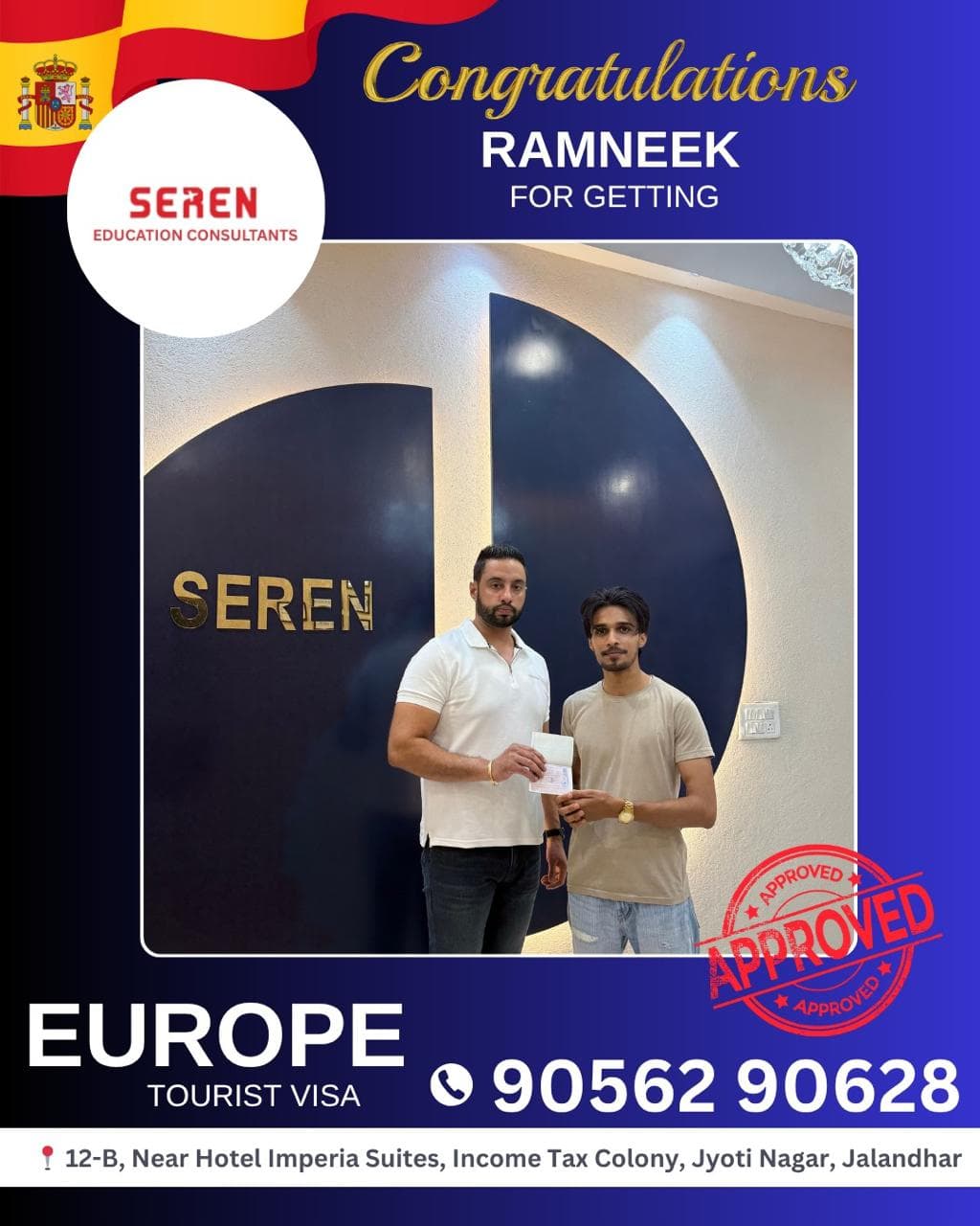 Ramneek - Europe Tourist Visa